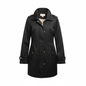 Michael Kors Black Trench Coat with Gold Accents